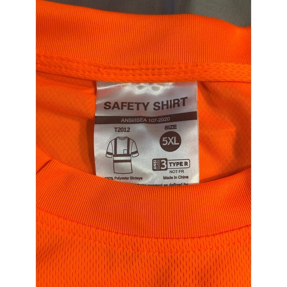 Safety Shirt Hi-Vis Orange Reflective Class 3 Type R T2012 Mens 5XL Work Tee - Picture 3 of 5